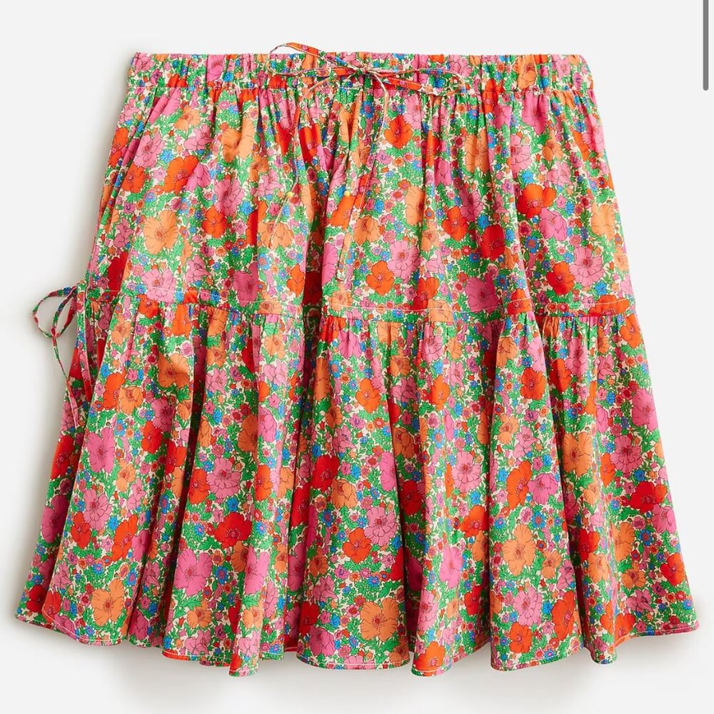 J. Crew Tiered mini skirt in Liberty® pink Meadow Song fabric